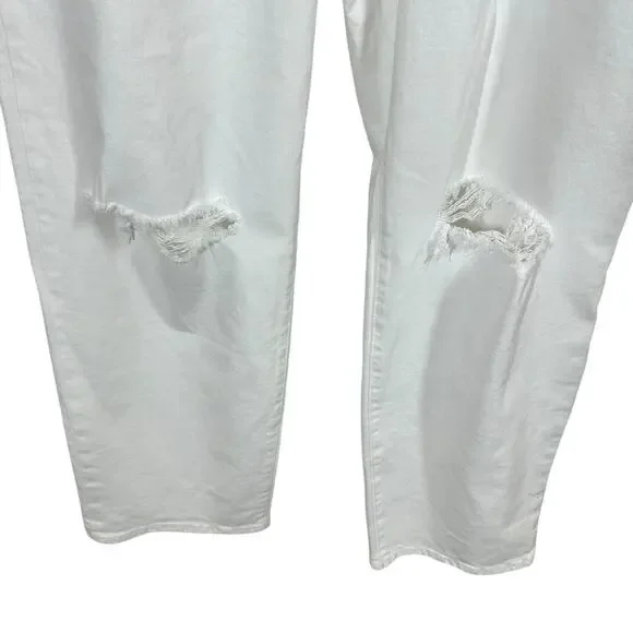 Old Navy White Straight Leg Jeans with Distressed Knees Sz 14 - Picture 3 of 8